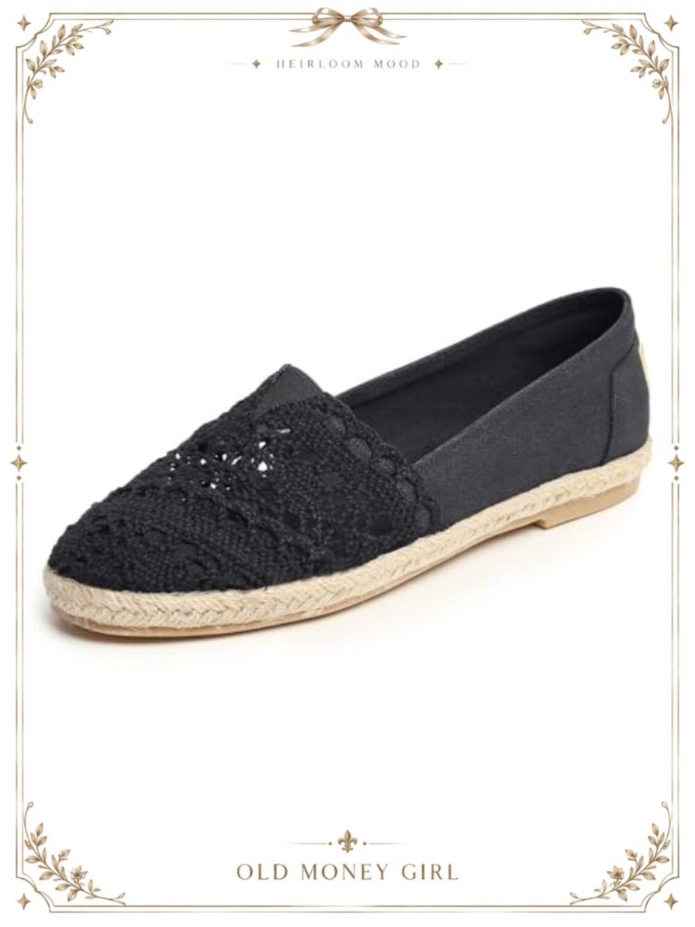 Crochet Espadrille Flats Slip On Comfort Breathable Ballet Shoes